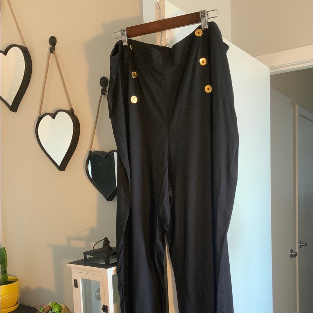 High-waist Crepe double button hem pants